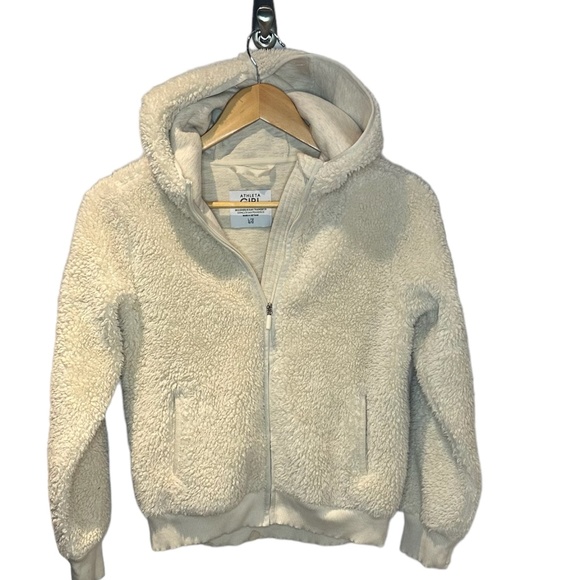 Athleta Girl So Snug Cream Sherpa Jacket Size 12 Large - Picture 1 of 6